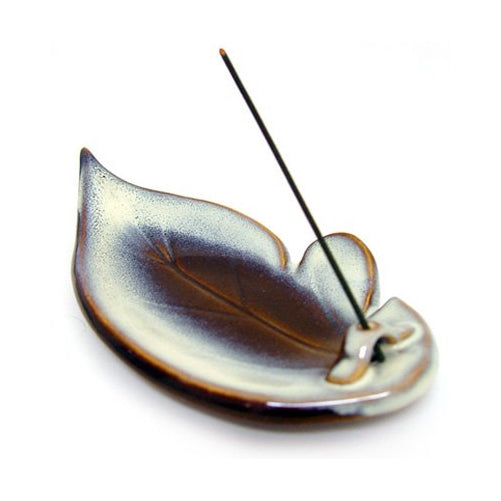 Shoyeido's Mountain Mist Ceramic Leaf Incense Holder