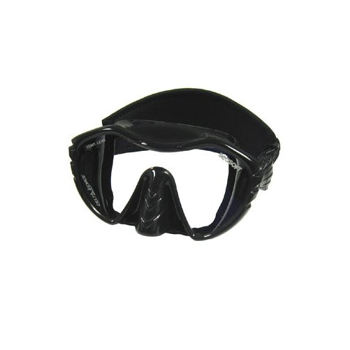 Seasoft Delta Force Frameless Scuba Dive Mask w/ Neoprene Strap Cover, Padded Case & SEAVUE Antifog Spray (All Clear)