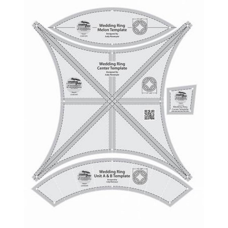 Creative Grids Double Wedding Ring 17.25" - Set of Four Quilting Ruler Templates CGRDWR