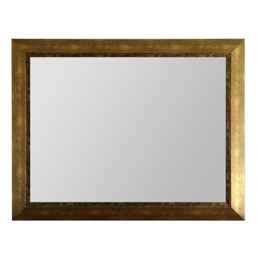 Wood Frame Modern Mirror, Rectangle, Antique Gold Finish, (40X30)
