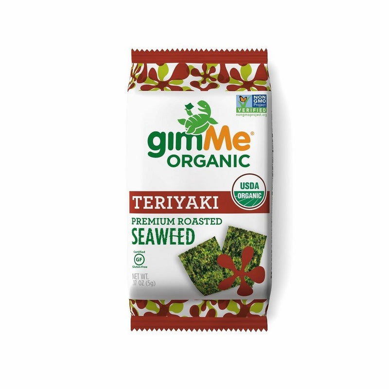 gimMe Snacks Organic Premium Roasted Seaweed Snacks, Teriyaki, 5 gram, 12 Count