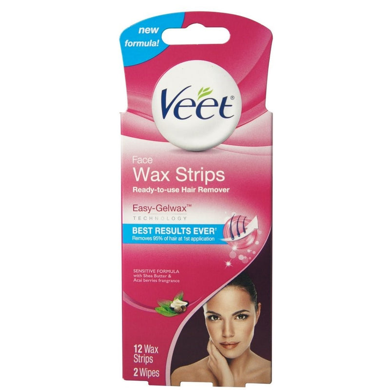 VEET Ready-To-Use-Wax-Strips Hair Remover Face 12 ea