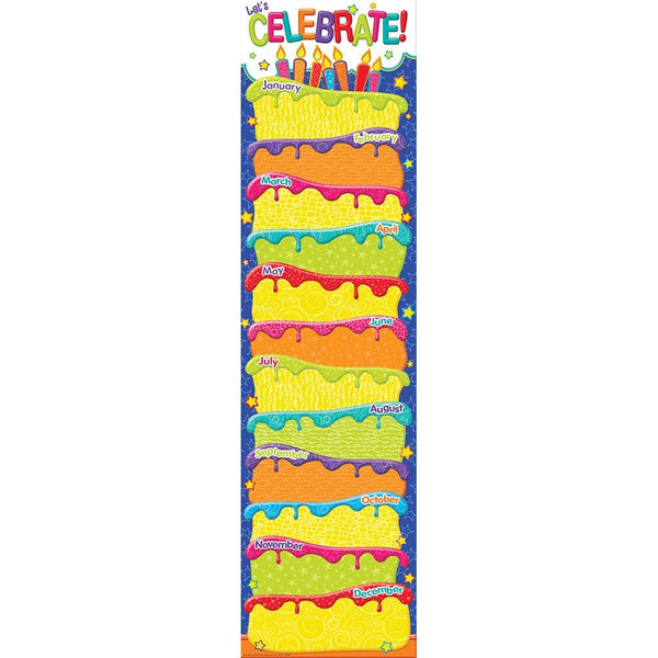 Eureka Color My World Vertical Classroom Banner, Lets Celebrate Your Birthday, Measures 45 x 12