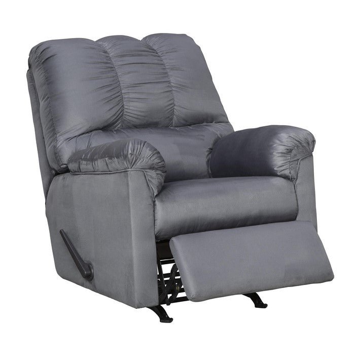 Fabric Upholstered Rocker Recliner with Tufted Backrest, Light Gray