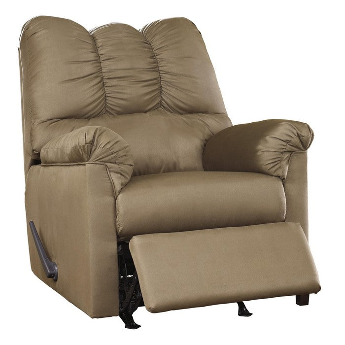 Fabric Upholstered Rocker Recliner with Tufted Backrest, Light Brown