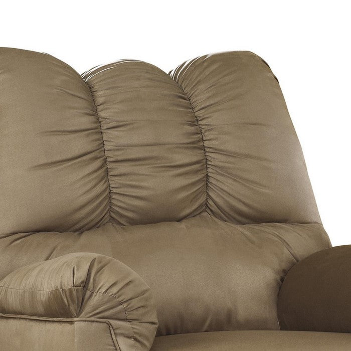 Fabric Upholstered Rocker Recliner with Tufted Backrest, Light Brown