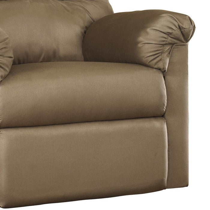Fabric Upholstered Rocker Recliner with Tufted Backrest, Light Brown