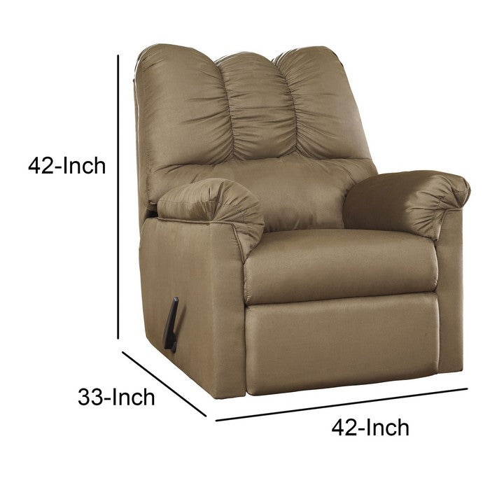 Fabric Upholstered Rocker Recliner with Tufted Backrest, Light Brown