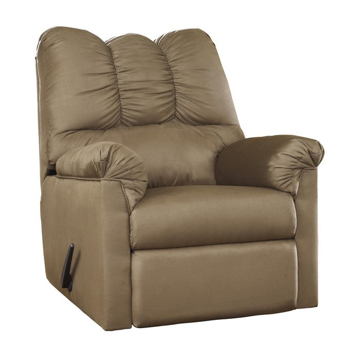 Fabric Upholstered Rocker Recliner with Tufted Backrest, Light Brown