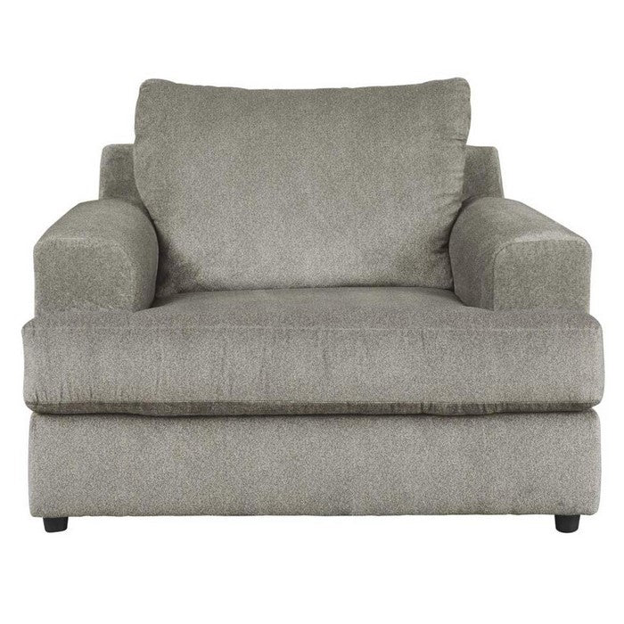 Fabric Upholstered Chair and a Half with T Cushioned Seat, Gray