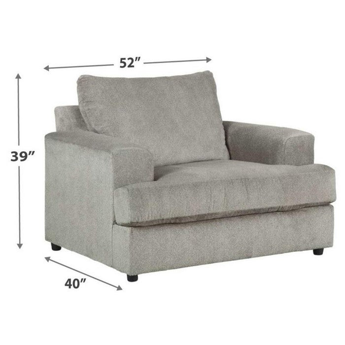 Fabric Upholstered Chair and a Half with T Cushioned Seat, Gray