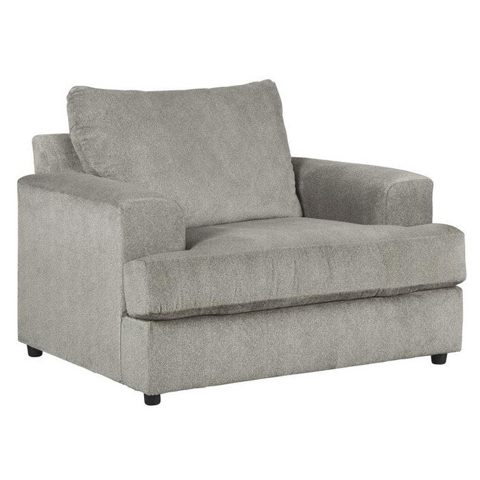 Fabric Upholstered Chair and a Half with T Cushioned Seat, Gray