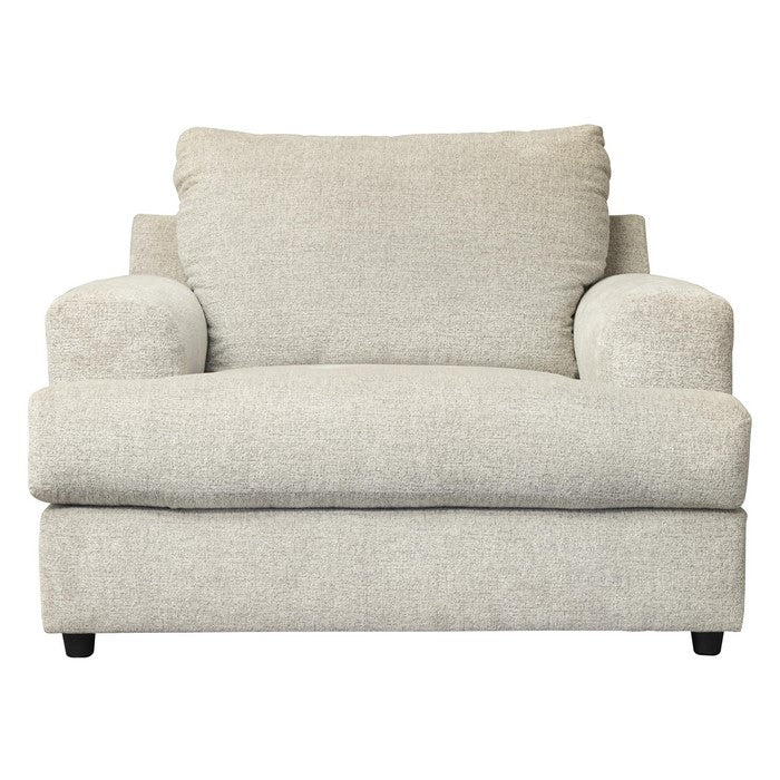 Fabric Upholstered Chair and a Half with T Cushioned Seat, Light Gray