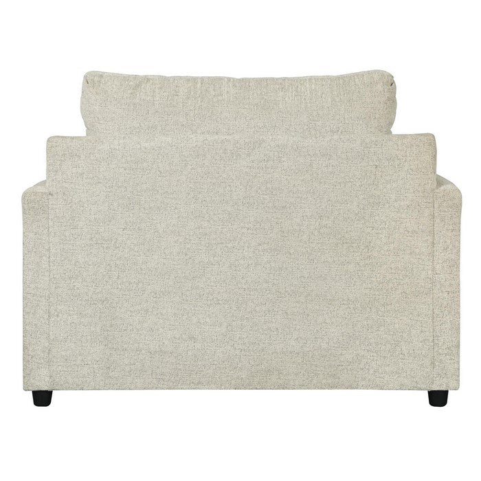 Fabric Upholstered Chair and a Half with T Cushioned Seat, Light Gray