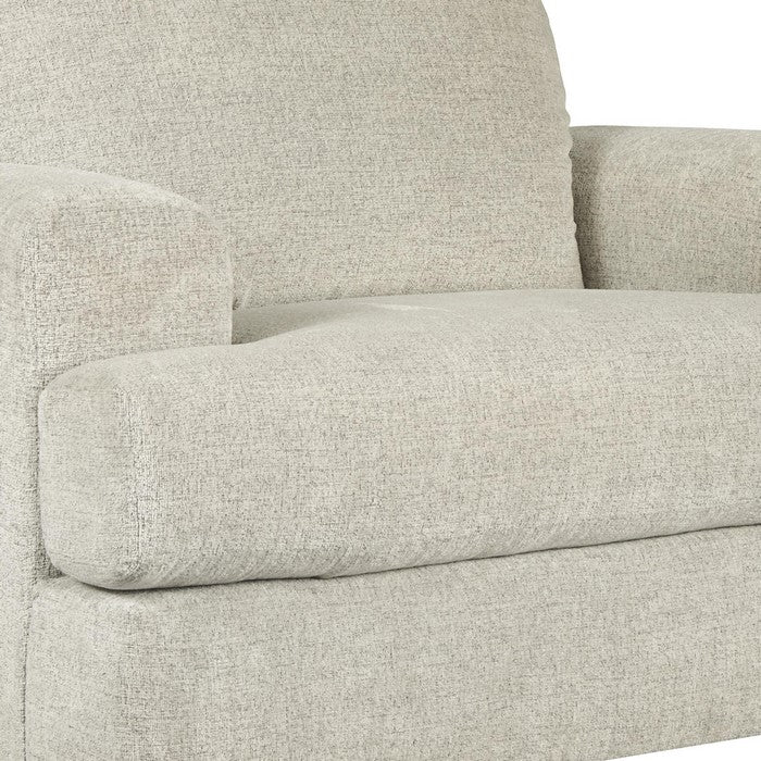 Fabric Upholstered Chair and a Half with T Cushioned Seat, Light Gray
