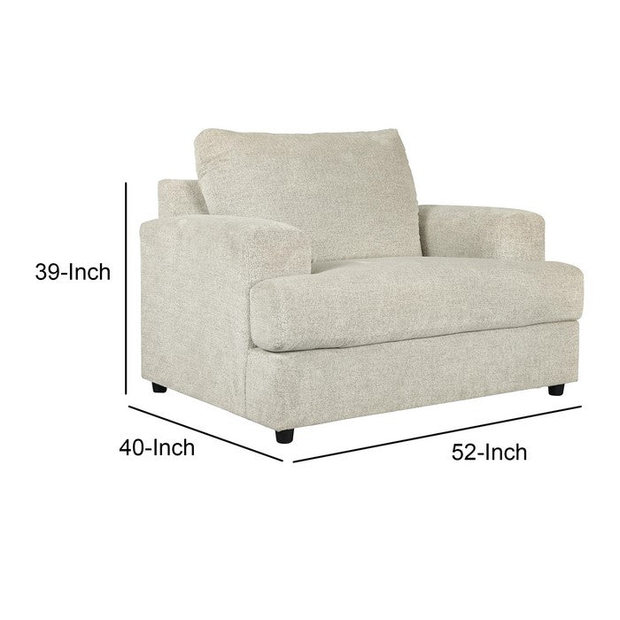 Fabric Upholstered Chair and a Half with T Cushioned Seat, Light Gray