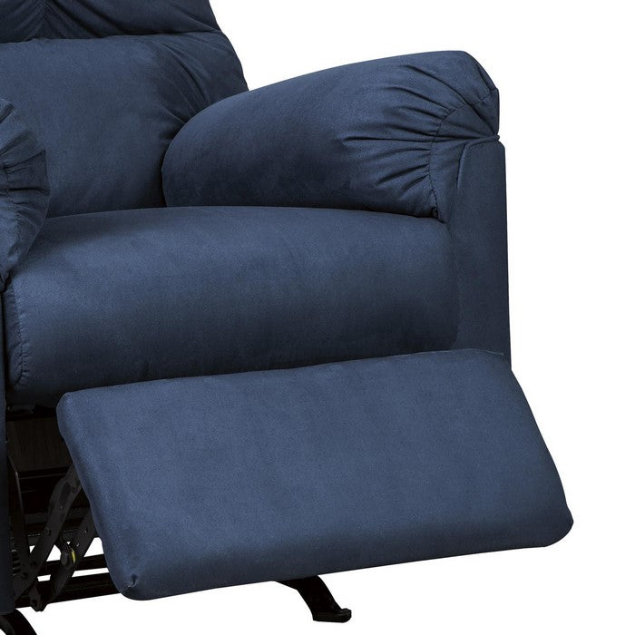 Fabric Upholstered Rocker Recliner with Tufted Backrest, Blue