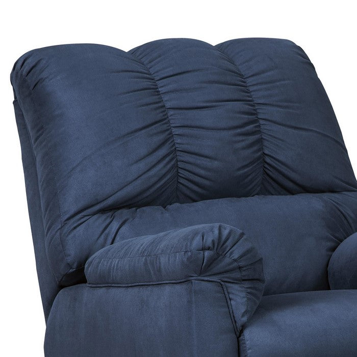 Fabric Upholstered Rocker Recliner with Tufted Backrest, Blue
