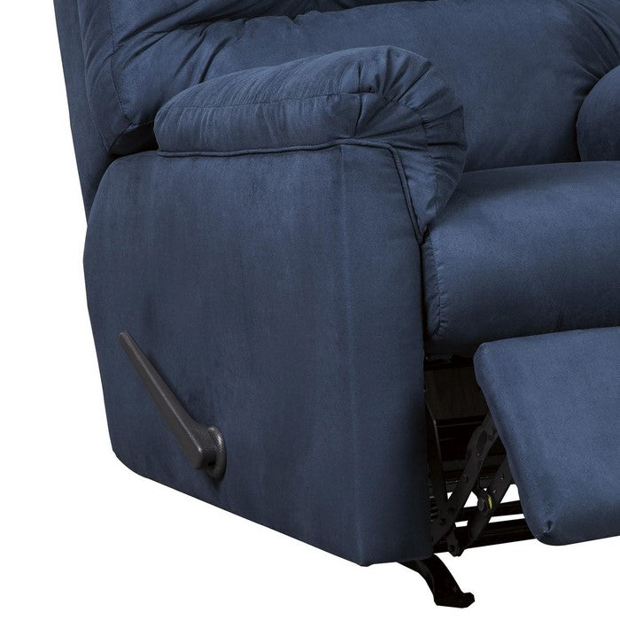 Fabric Upholstered Rocker Recliner with Tufted Backrest, Blue