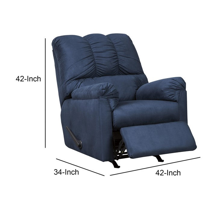 Fabric Upholstered Rocker Recliner with Tufted Backrest, Blue