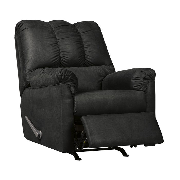 Fabric Upholstered Rocker Recliner with Tufted Backrest, Black