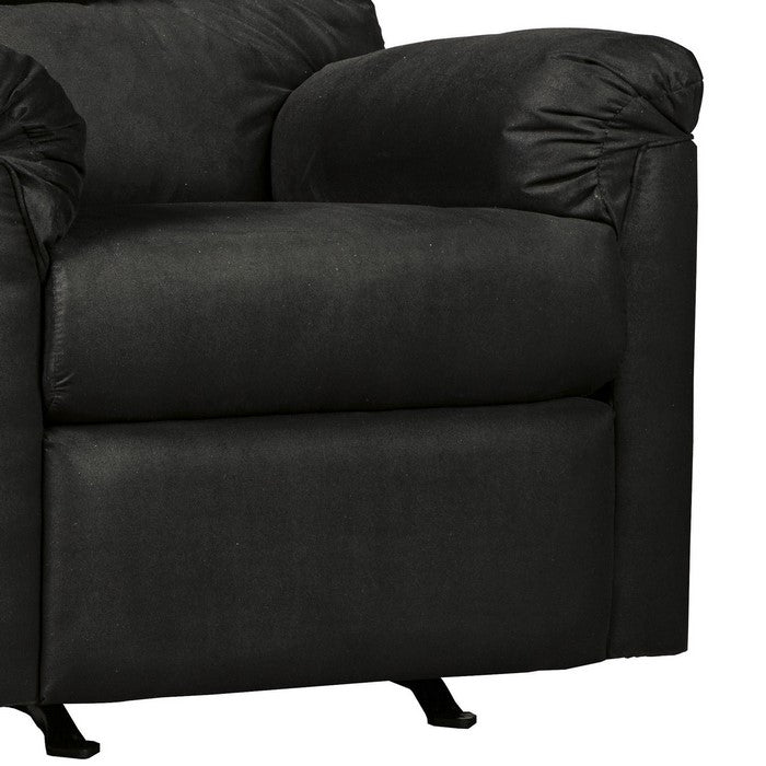 Fabric Upholstered Rocker Recliner with Tufted Backrest, Black