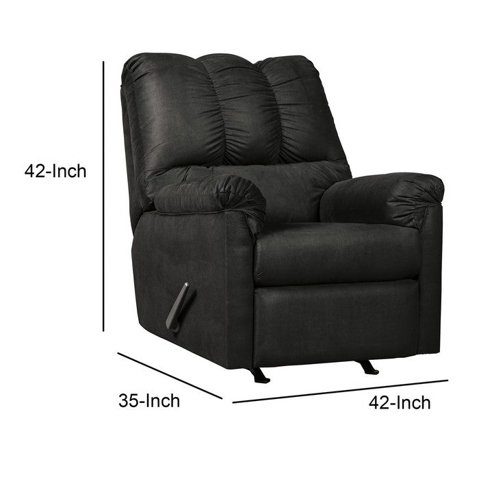 Fabric Upholstered Rocker Recliner with Tufted Backrest, Black