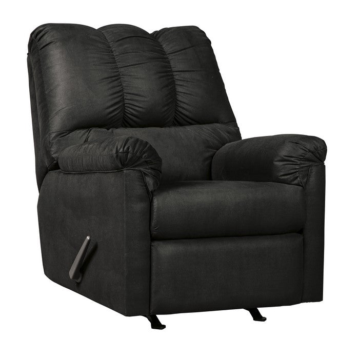 Fabric Upholstered Rocker Recliner with Tufted Backrest, Black