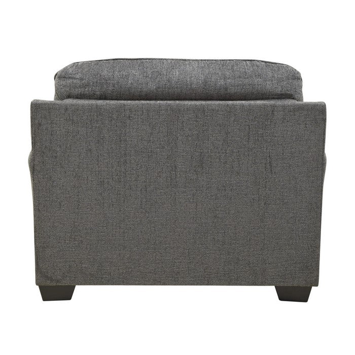 Fabric Upholstered Chair and a Half with Nailhead Trim, Dark Gray