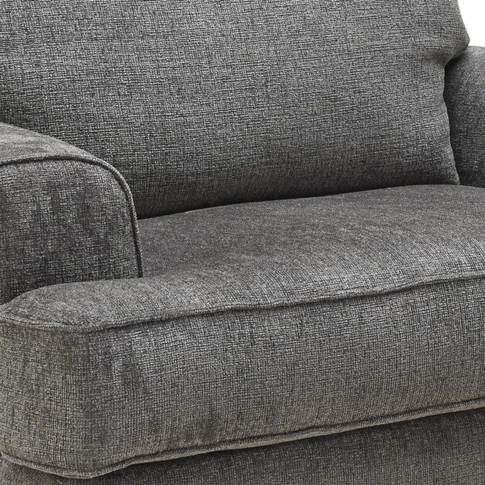 Fabric Upholstered Chair and a Half with Nailhead Trim, Dark Gray