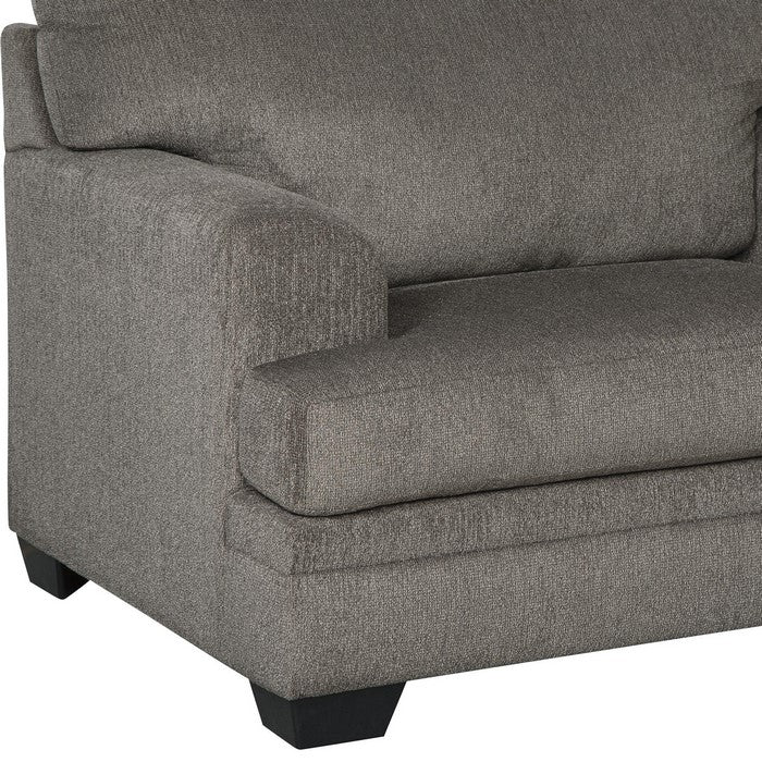 Fabric Upholstered Chair and a Half with Tapered Block Legs, Gray