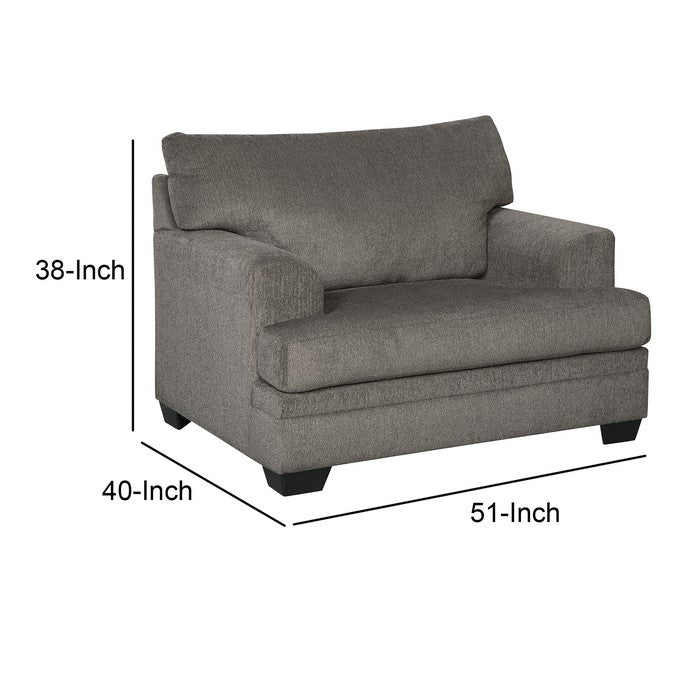 Fabric Upholstered Chair and a Half with Tapered Block Legs, Gray