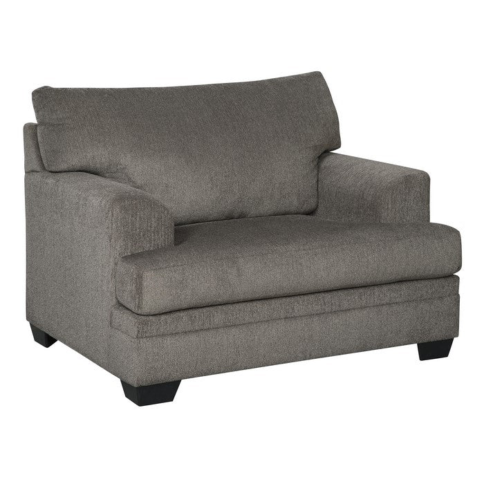 Fabric Upholstered Chair and a Half with Tapered Block Legs, Gray