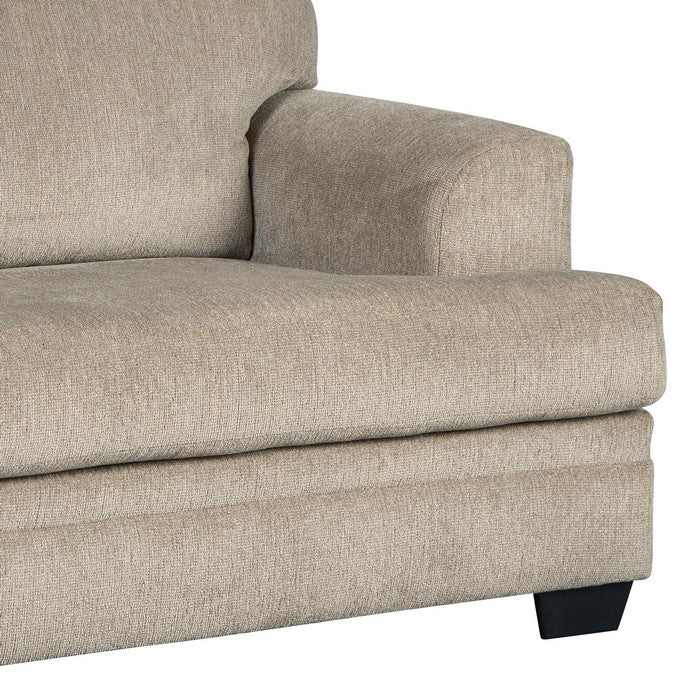 Fabric Upholstered Chair and a Half with Tapered Block Legs, Beige