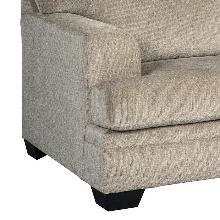 Fabric Upholstered Chair and a Half with Tapered Block Legs, Beige