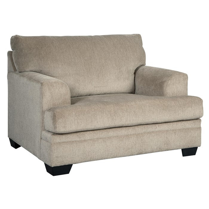 Fabric Upholstered Chair and a Half with Tapered Block Legs, Beige