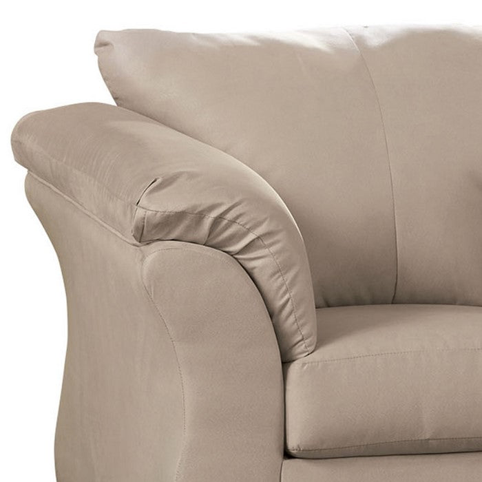 Fabric Upholstered Chair with Pillow Top Flared Arms, Beige