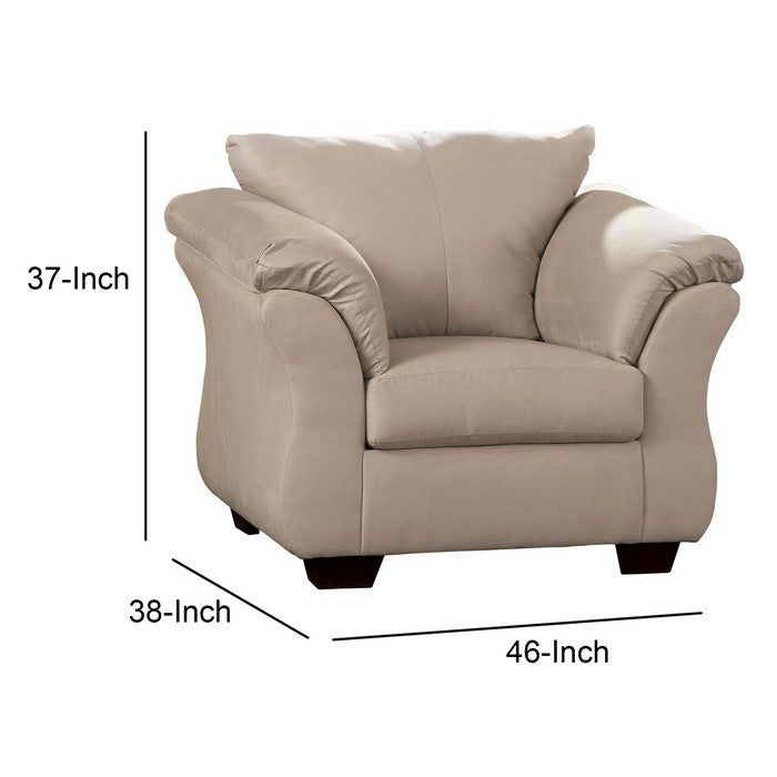 Fabric Upholstered Chair with Pillow Top Flared Arms, Beige