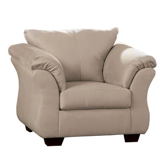 Fabric Upholstered Chair with Pillow Top Flared Arms, Beige