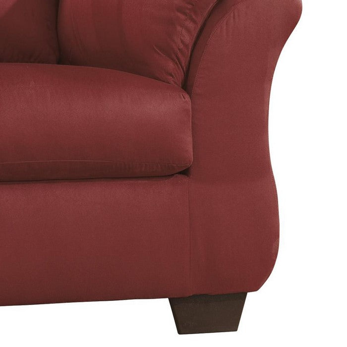 Fabric Upholstered Chair with Pillow Top Flared Arms, Red