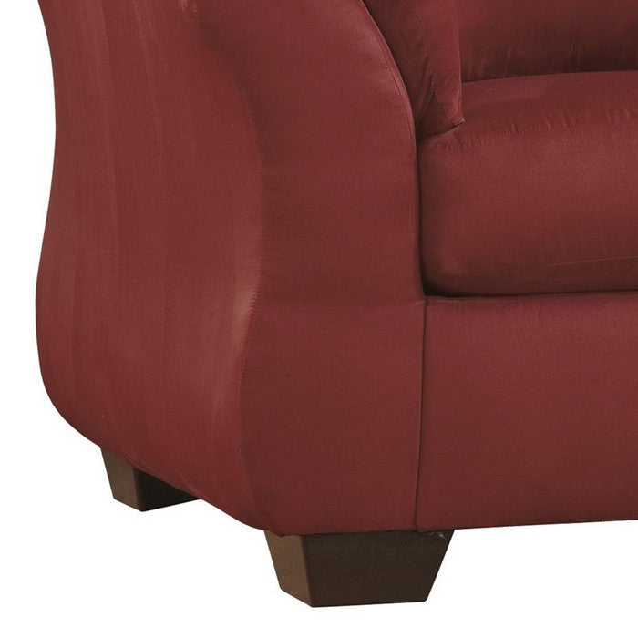 Fabric Upholstered Chair with Pillow Top Flared Arms, Red
