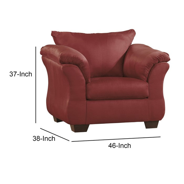 Fabric Upholstered Chair with Pillow Top Flared Arms, Red