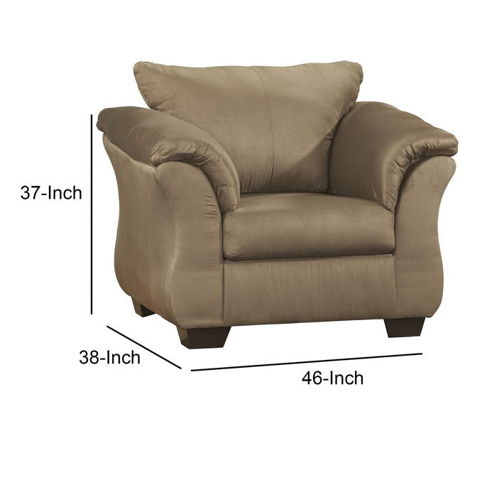 Fabric Upholstered Chair with Pillow Top Flared Arms, Taupe Brown