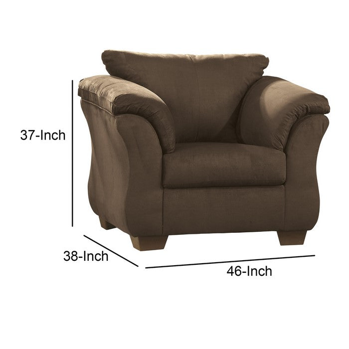 Fabric Upholstered Chair with Pillow Top Flared Armrests, Brown
