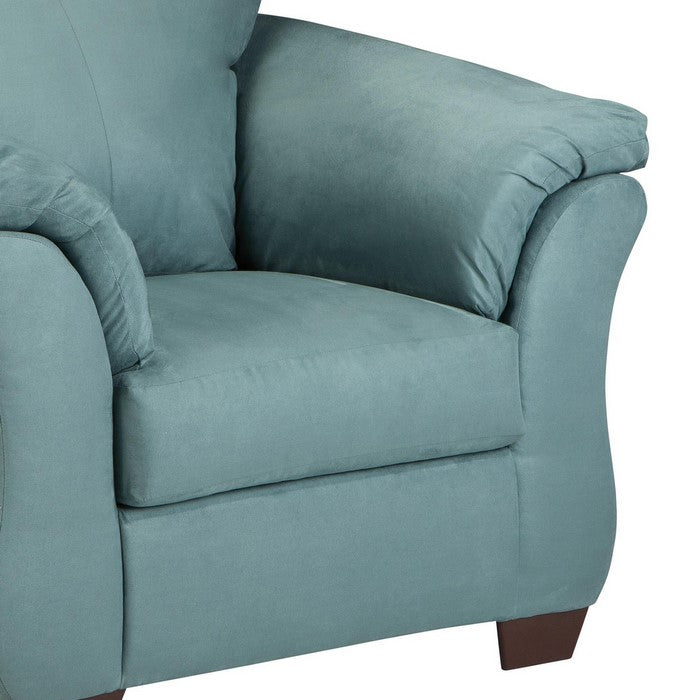 Fabric Upholstered Chair with Pillow Top Flared Arms, Turquoise Blue