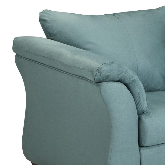 Fabric Upholstered Chair with Pillow Top Flared Arms, Turquoise Blue