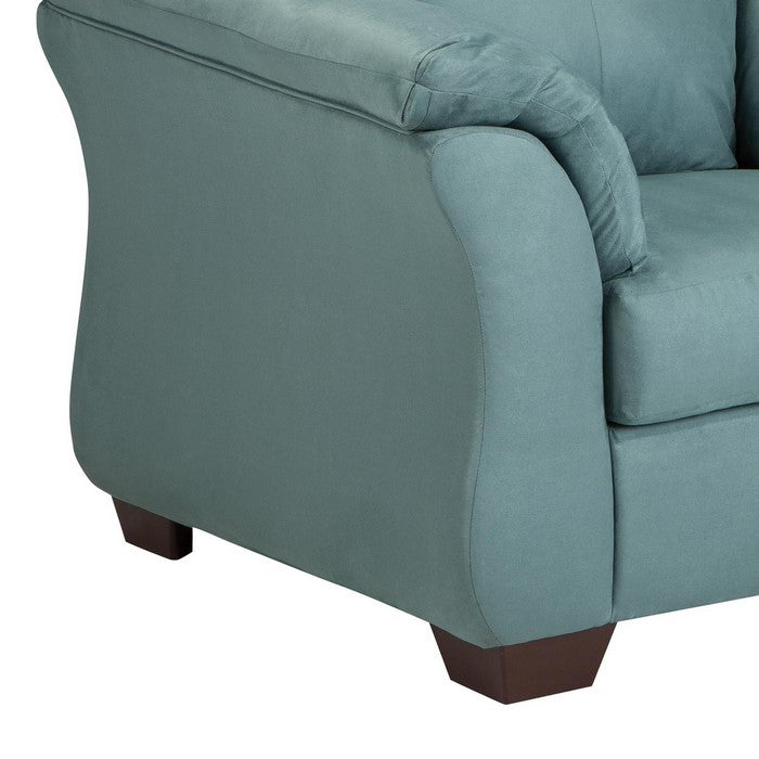 Fabric Upholstered Chair with Pillow Top Flared Arms, Turquoise Blue