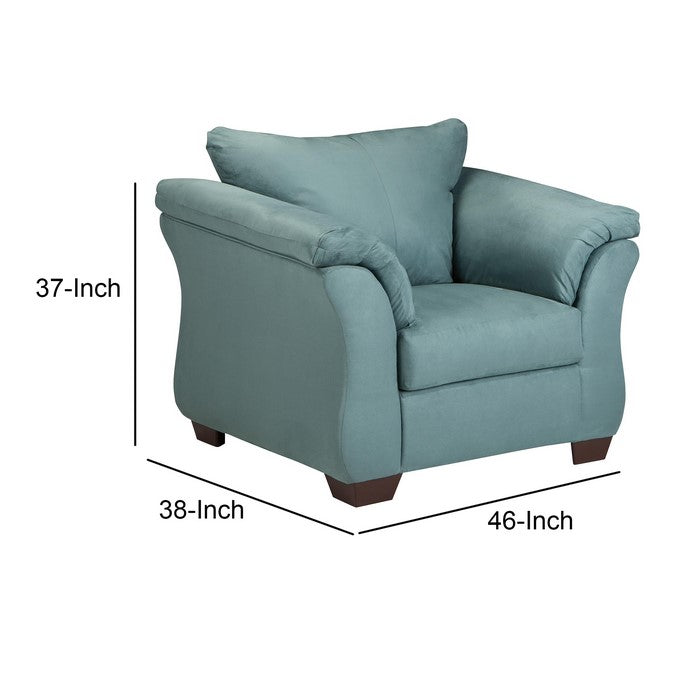 Fabric Upholstered Chair with Pillow Top Flared Arms, Turquoise Blue