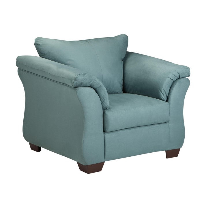 Fabric Upholstered Chair with Pillow Top Flared Arms, Turquoise Blue