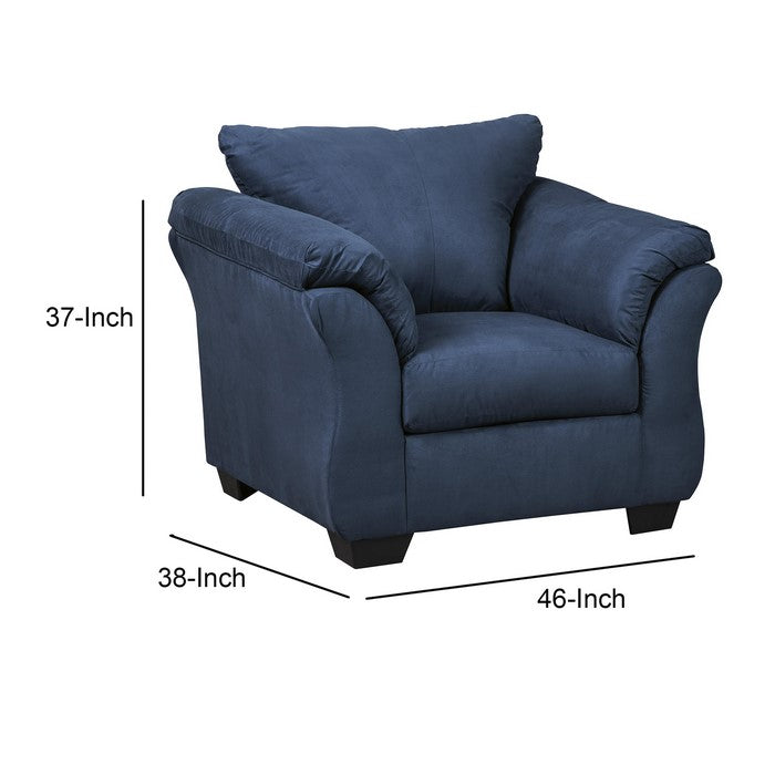 Fabric Upholstered Chair with Pillow Top Flared Armrests, Blue